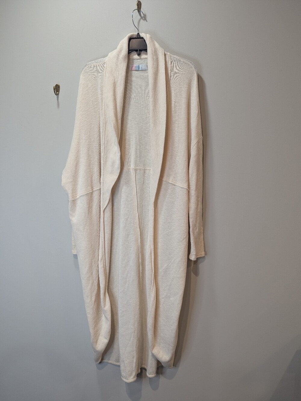 FP Beach Cuddle Up Cream Duster Cardigan Full Length Waterfall Shawl Neck - Picture 2 of 7
